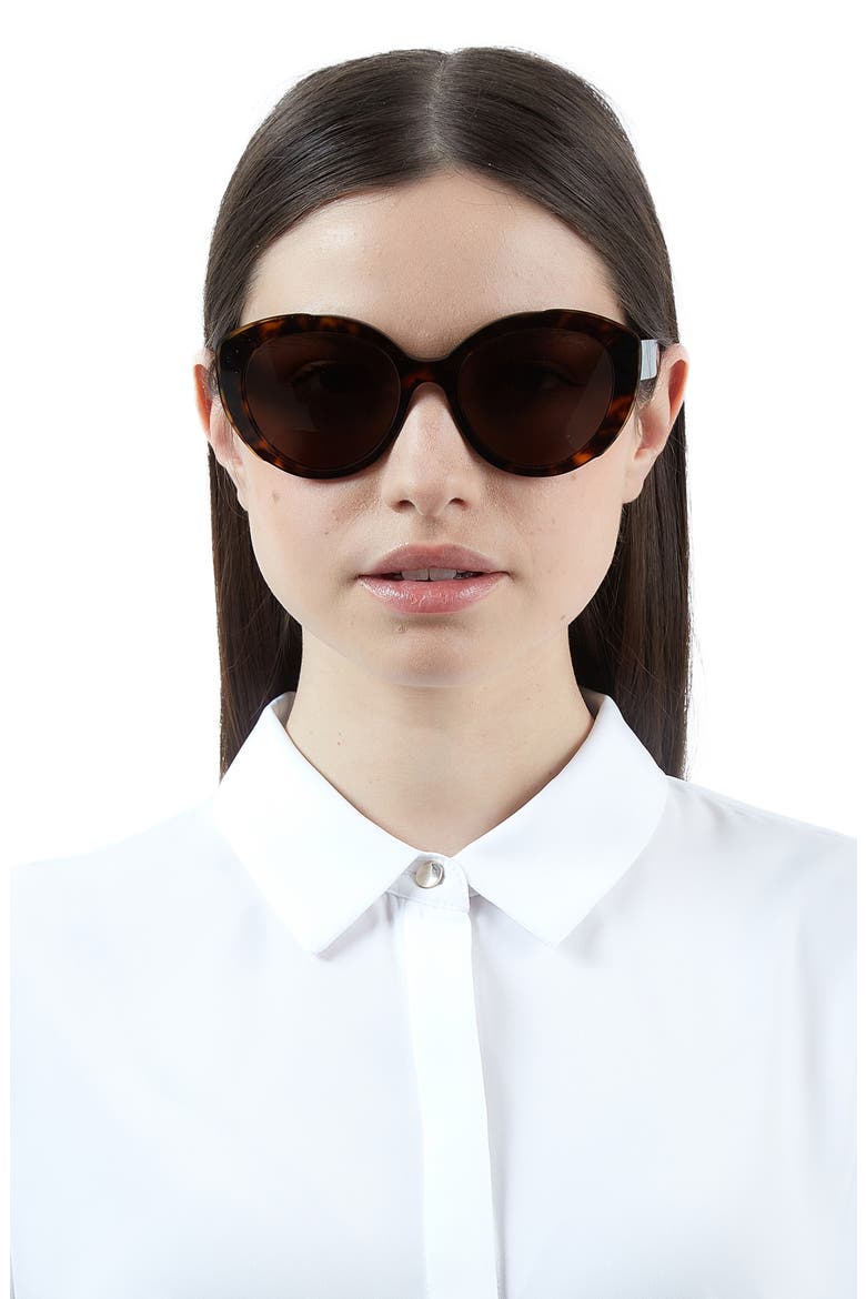 54mm Oval Cat Eye Sunglasses, Alternate, color, HAVANA/ DARK BROWN