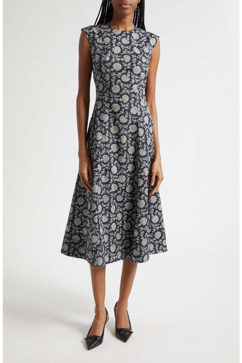 Dulce Stretch Cotton Dress, Main, color, BLACK/ CAMEL/ GREEN MULTI