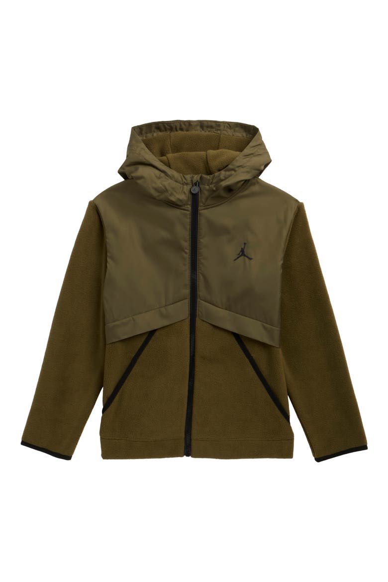 Kids' Mixed Media Fleece Jacket, Main, color, MEDIUM OLIVE