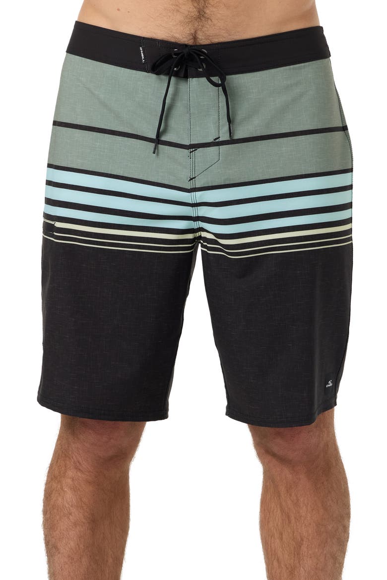 Hyperfreak Heat Stripe Swim Trunks, Main, color, BLACK