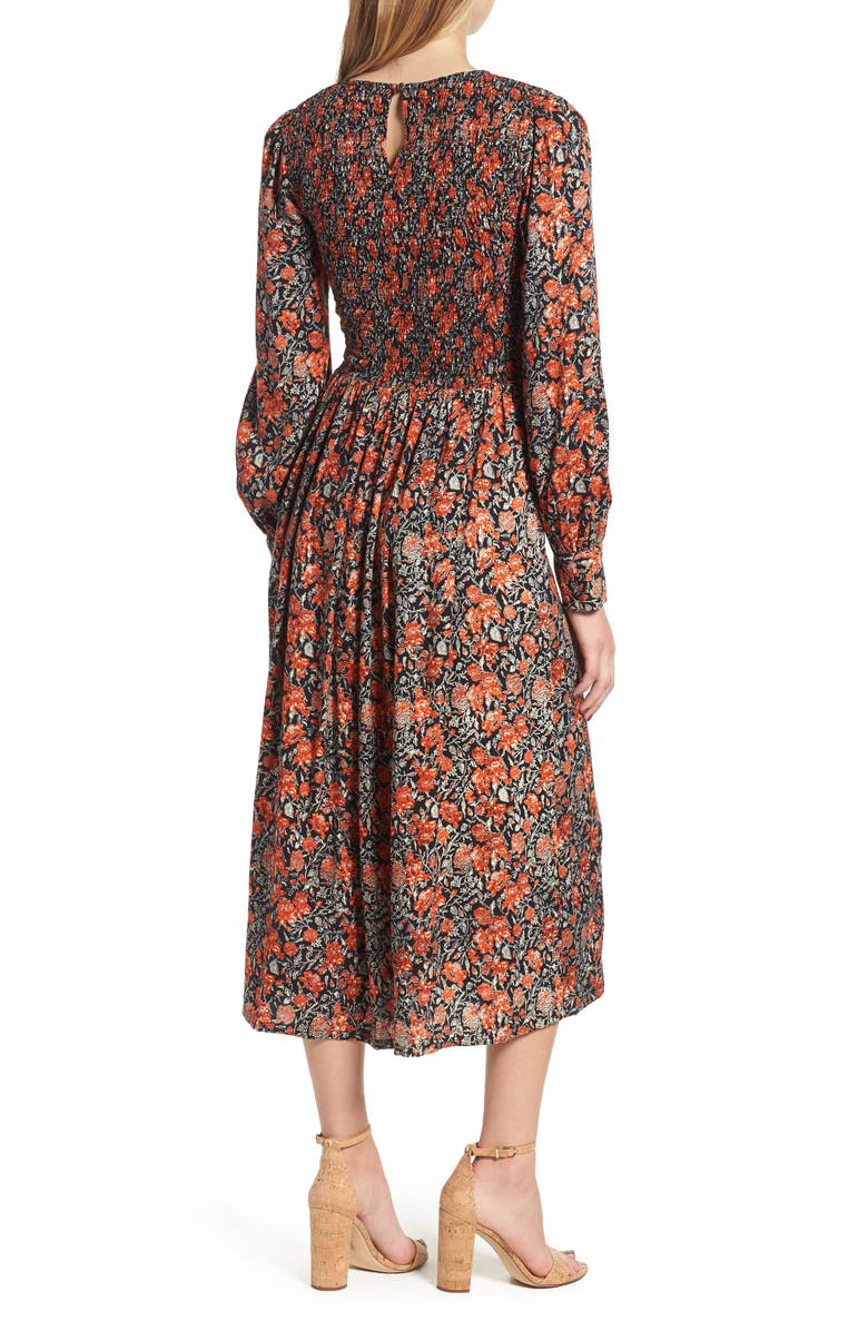 Hinge Print Smocked Bodice Dress, Alternate, color, 