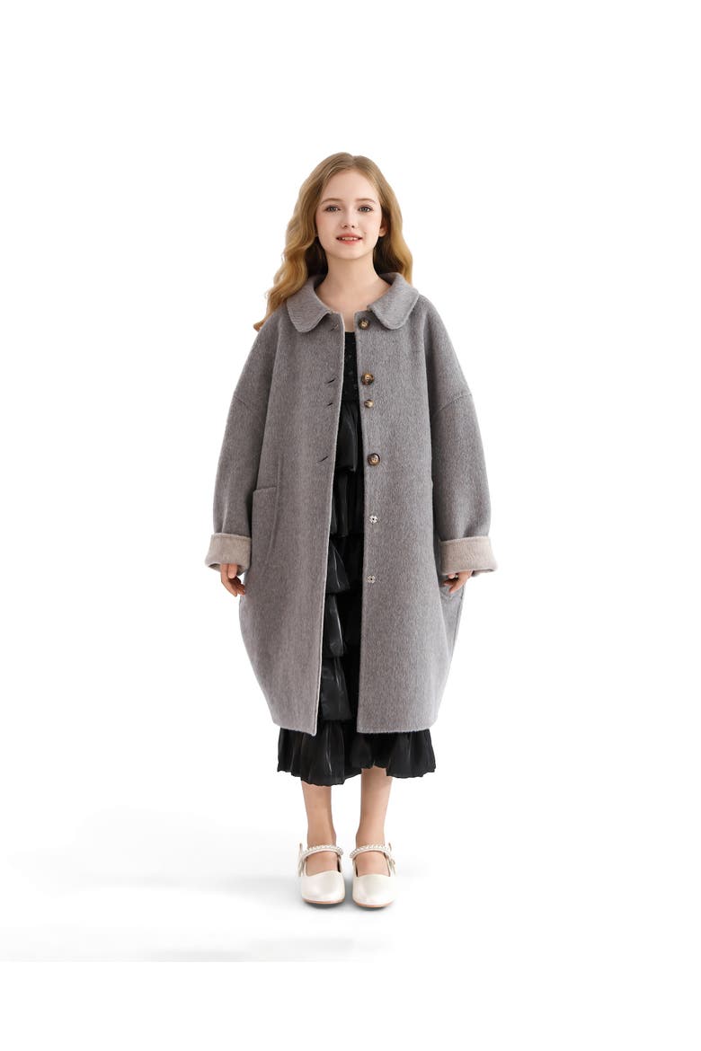 Wool Coat with Peter Pan Collar, Alternate, color, Grey