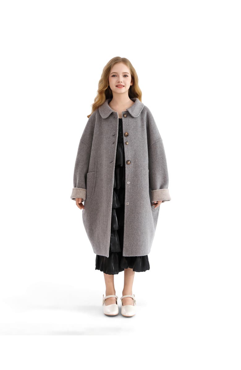 Tulleen Wool Coat with Peter Pan Collar, Alternate, color, Grey