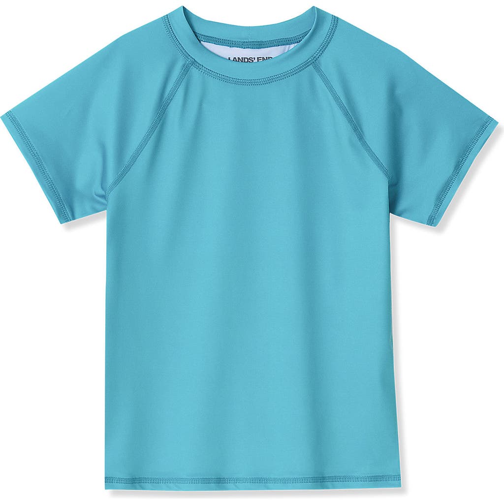 LANDS' END LANDS' END GIRLS SLIM SHORT SLEEVE CREW NECK UPF 50 SWIM RASH GUARD