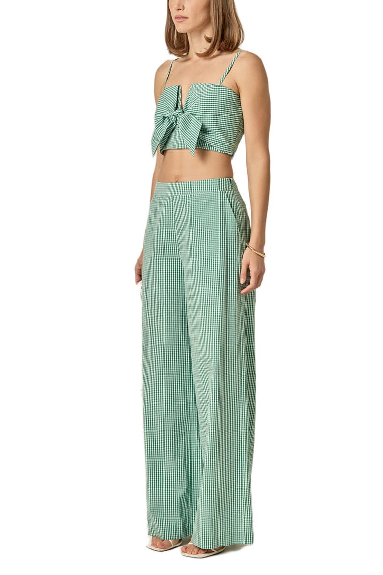 Check Tied Crop Tank, Alternate, color, KELLY GREEN