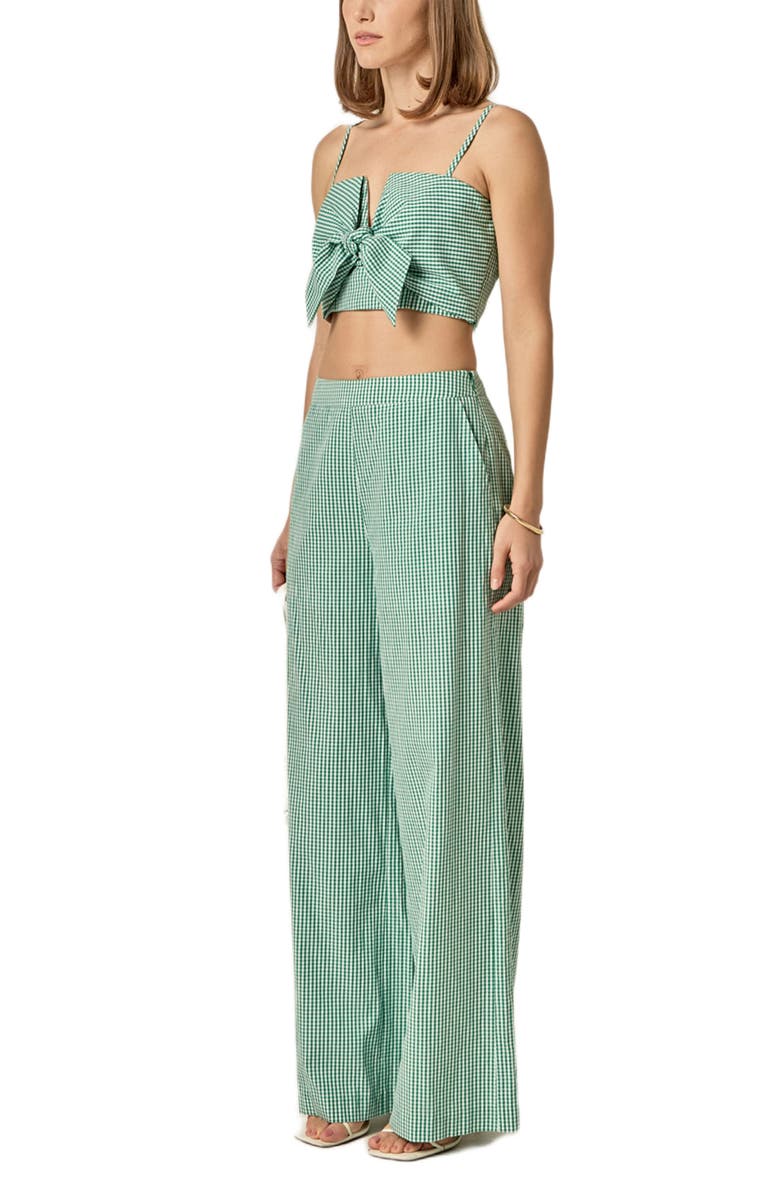 English Factory Check Tied Crop Tank, Alternate, color, Kelly Green