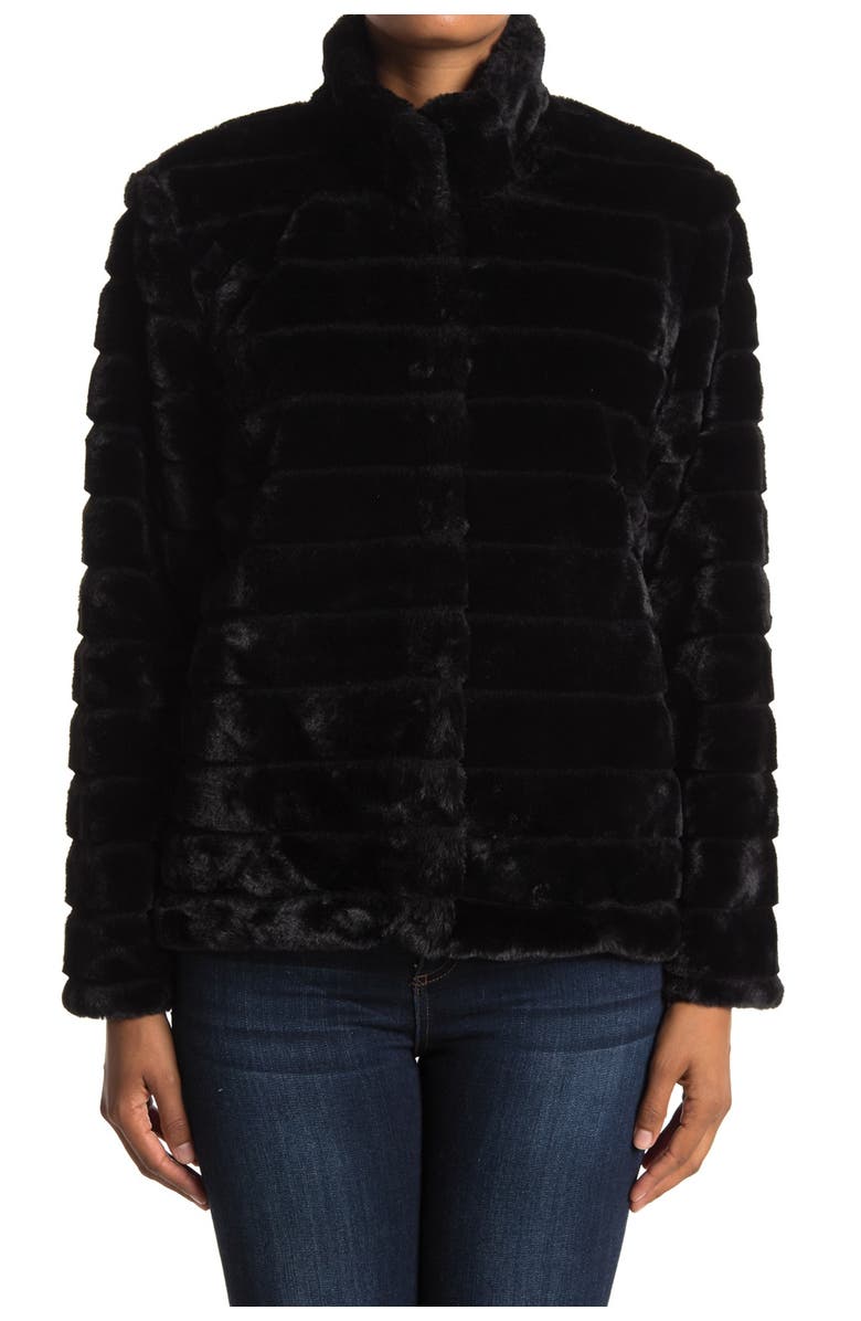 Woven Heart Faux Fur Coat, Alternate, color,