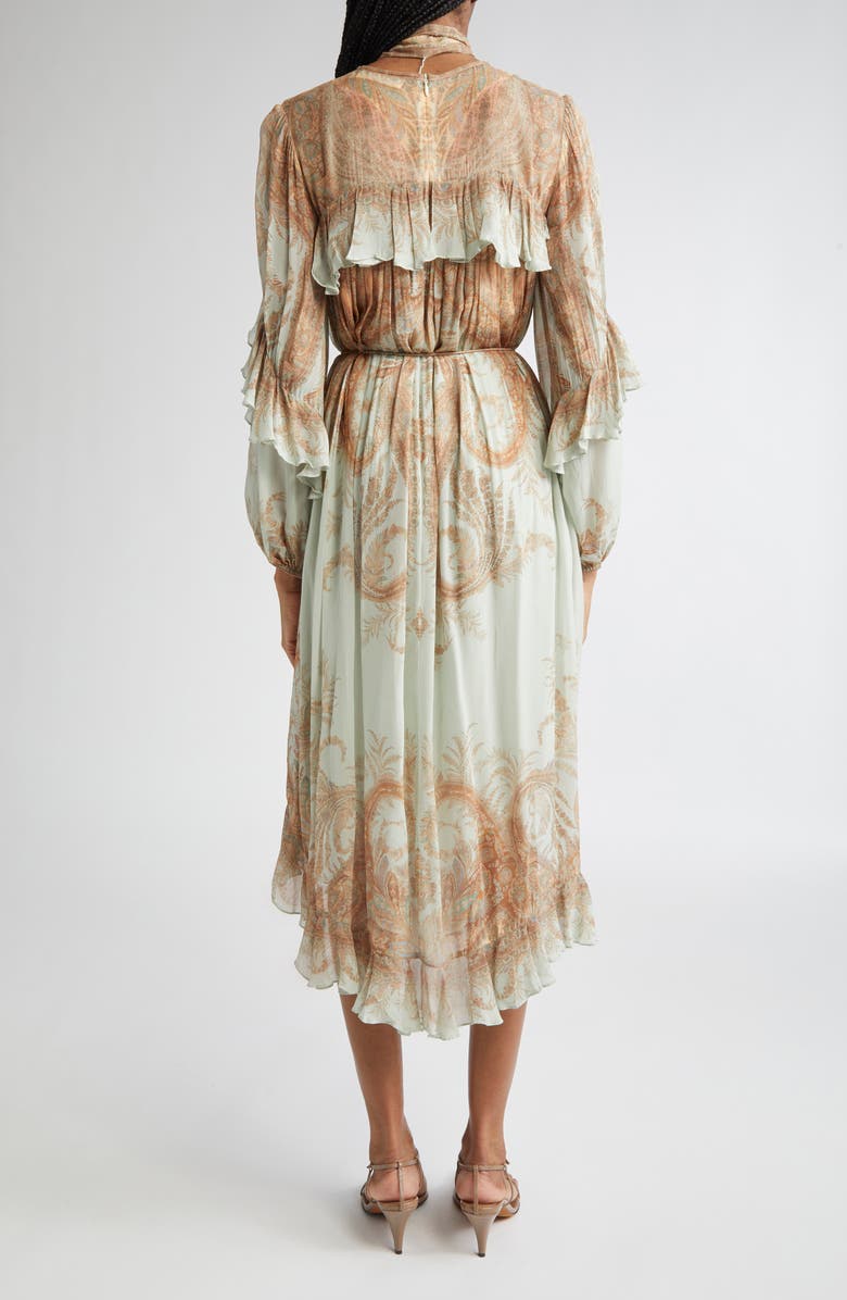 Zimmermann Memento Flutter Paisley Long Sleeve Midi Dress, Alternate, color, Mint Paisley