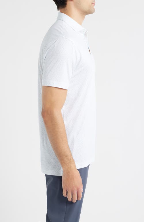 Johnnie-o Marina Palm Tree Print Performance Jersey Polo In Blue