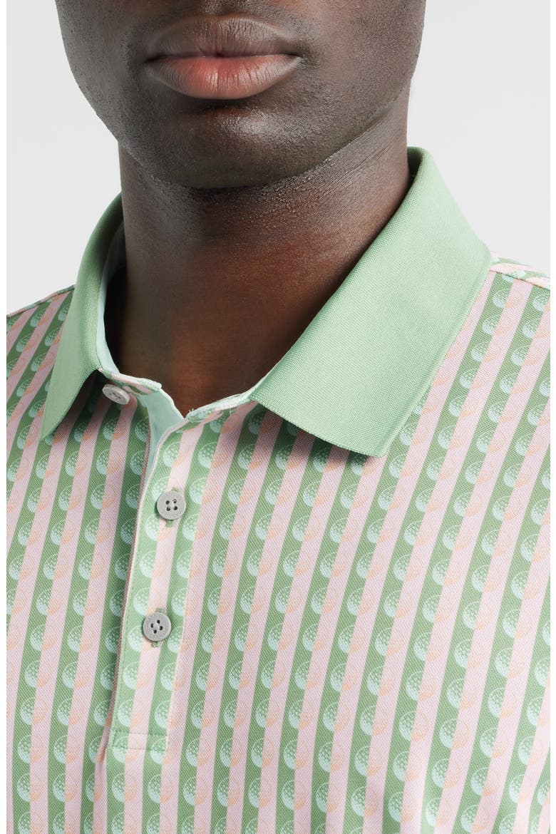 Greens Stripe & Golf Ball Print Piqué Performance Golf Polo, Alternate, color, BASIL