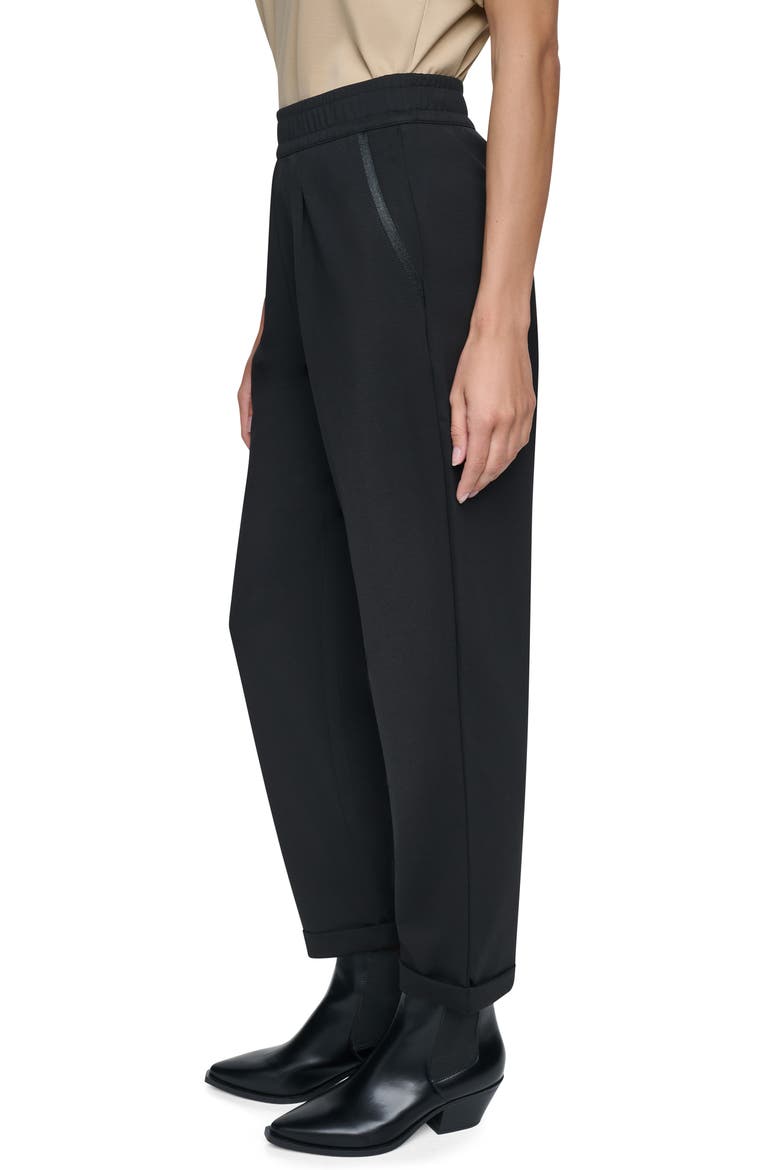 Pleated Cuffed Ponte Pants, Alternate, color, BLACK