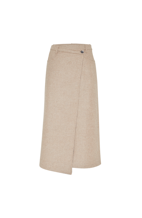 スカート BRUNELLO CUCINELLI Wrap skirt Beige Coated cotton wrap skirt in beige - Brunello Cucinelli