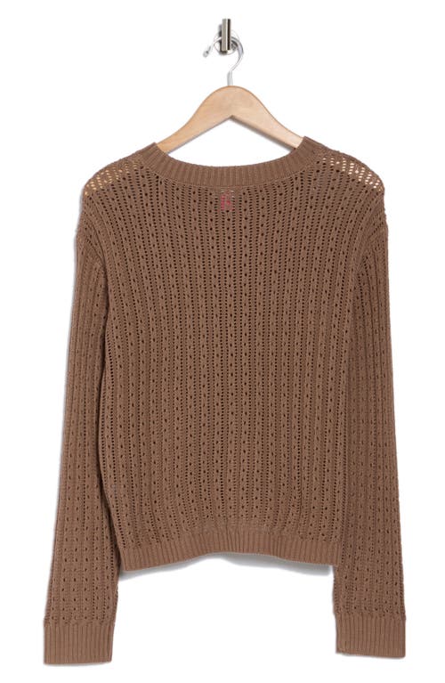 Vince Camuto Pointelle Stitch Cardigan In Cool Brown