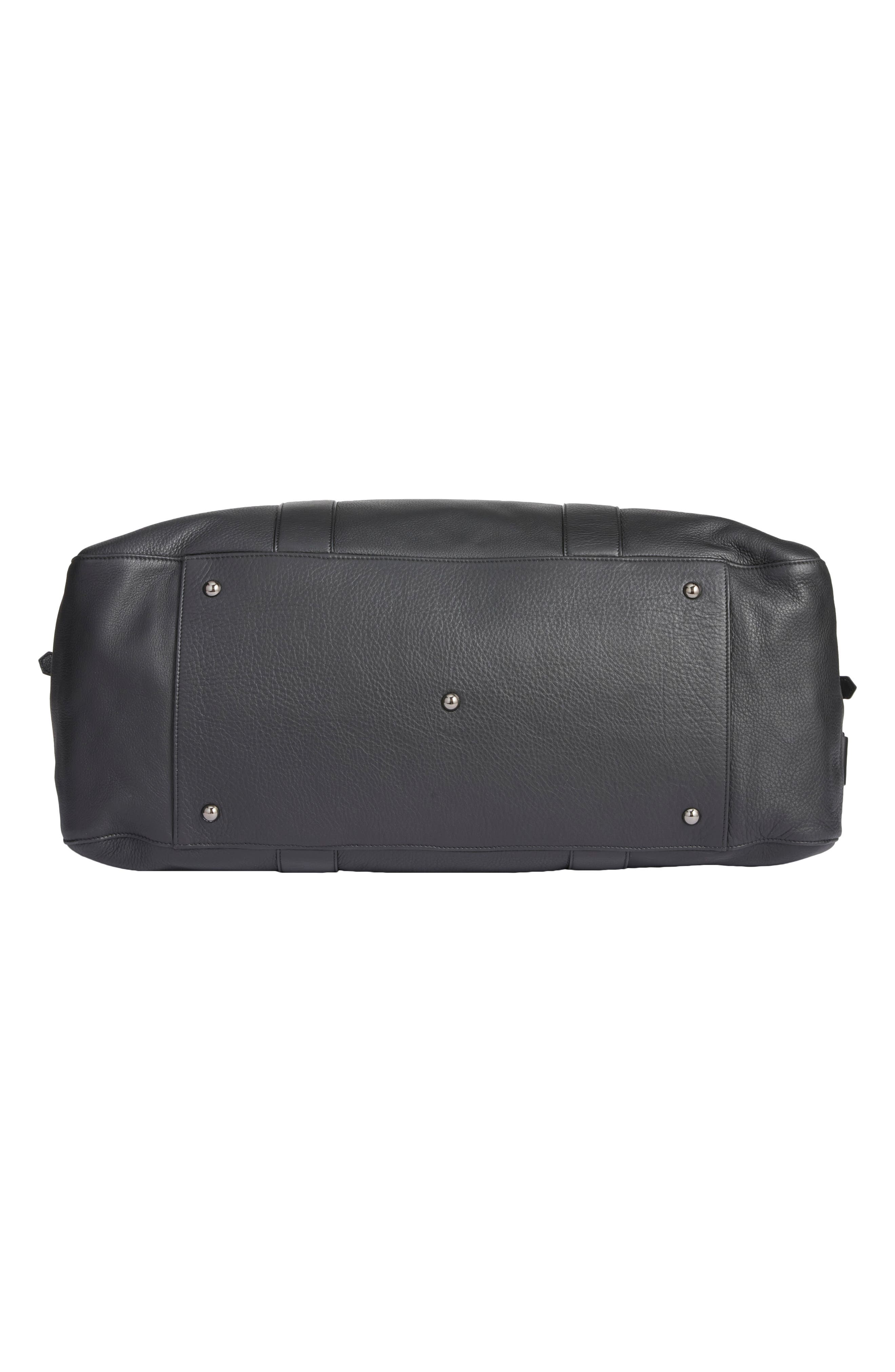 Tumbled Calfskin Weekender Bag, Alternate, color, BLACK