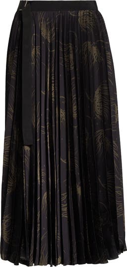 ■sacai■サカイ■ Dot Flower Pleated Satin Midi Skirt ■ Sacai Dot Flower Pleated Satin Midi Skirt | Nordstrom