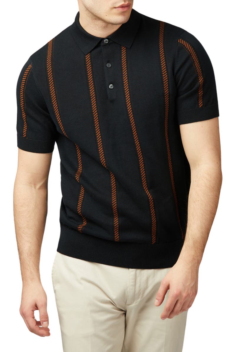 Ben Sherman Jacquard Stripe Organic Cotton Polo Sweater, Main, color, 