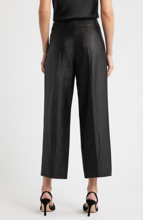 Hugo Boss Boss Tacres Metallic Ankle Wide Leg Pants In Black