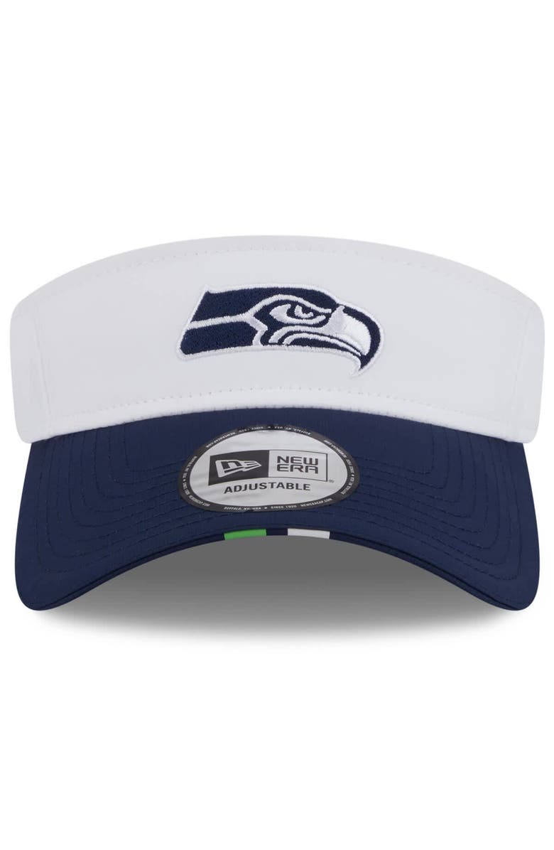 New Era Men's New Era White/College Navy Seattle Seahawks 2025 NFL Training Camp Adjustable Visor, Alternate, color, White