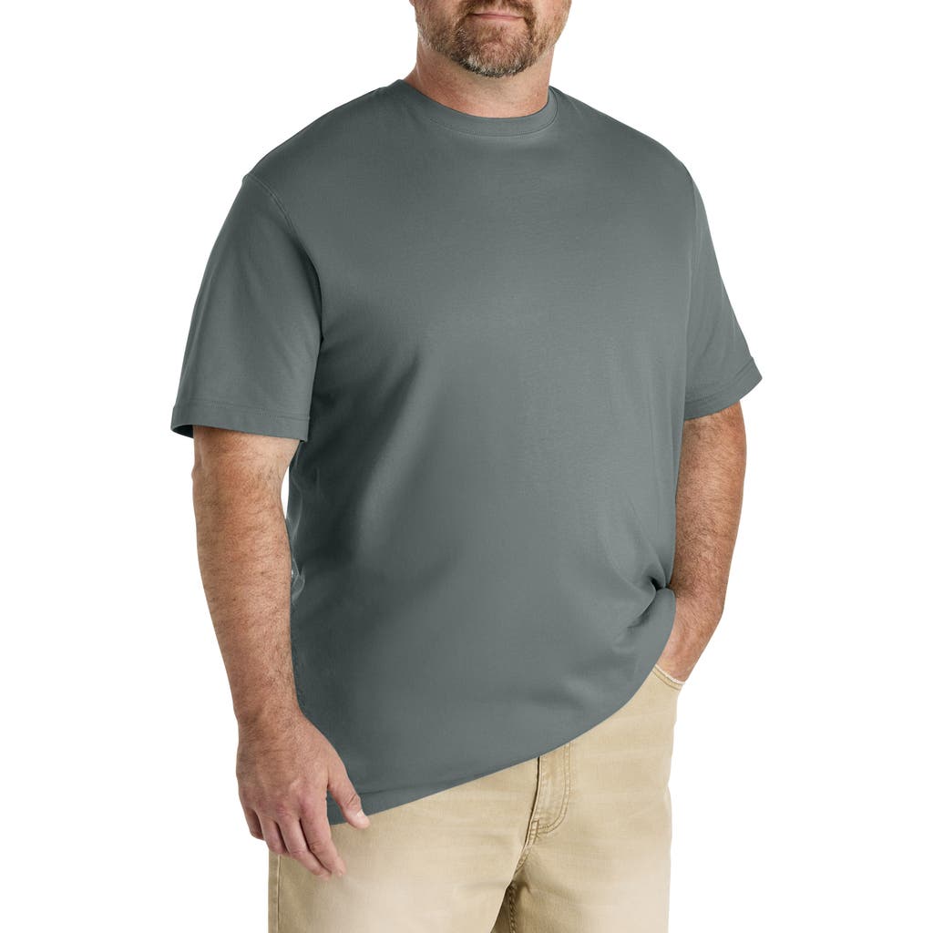 Harbor Bay By Dxl Big & Tall Moisture-wicking Jersey T-shirt In Brown