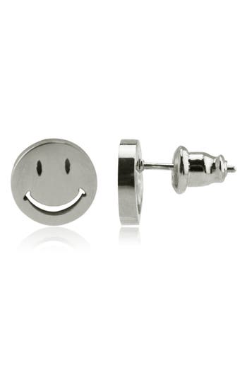 Rebl Gender Inclusive Smiley® Face Stud Earrings In Silver