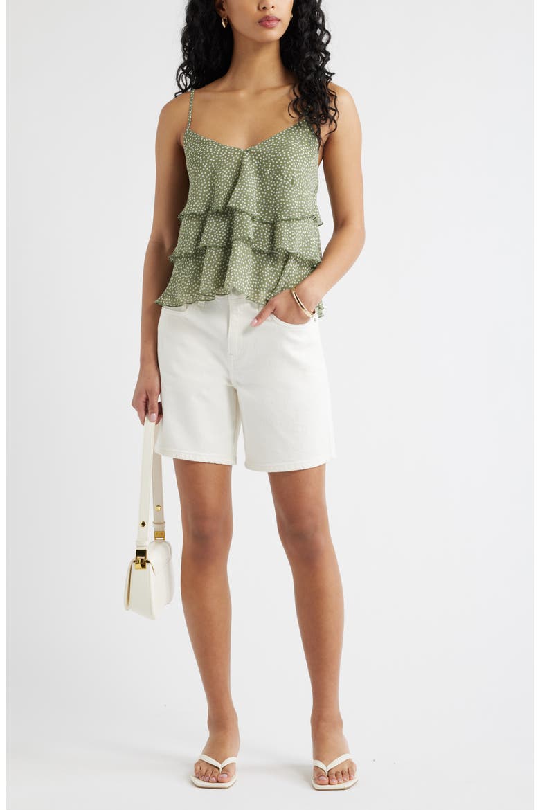 Ruffle Tiered Camisole, Alternate, color, OLIVE- WHITE DENSE DOT