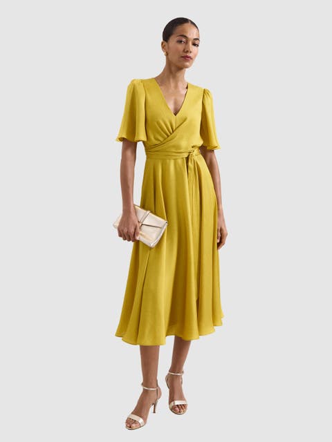 Abbie Draped Tie Waist Wrap Dress