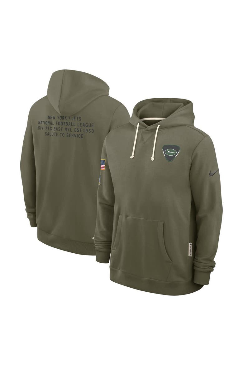 Men's Nike Olive New York Jets 2025 Salute to Service Sideline Standard Issue Dri-FIT Hoodie, Main, color, Olive