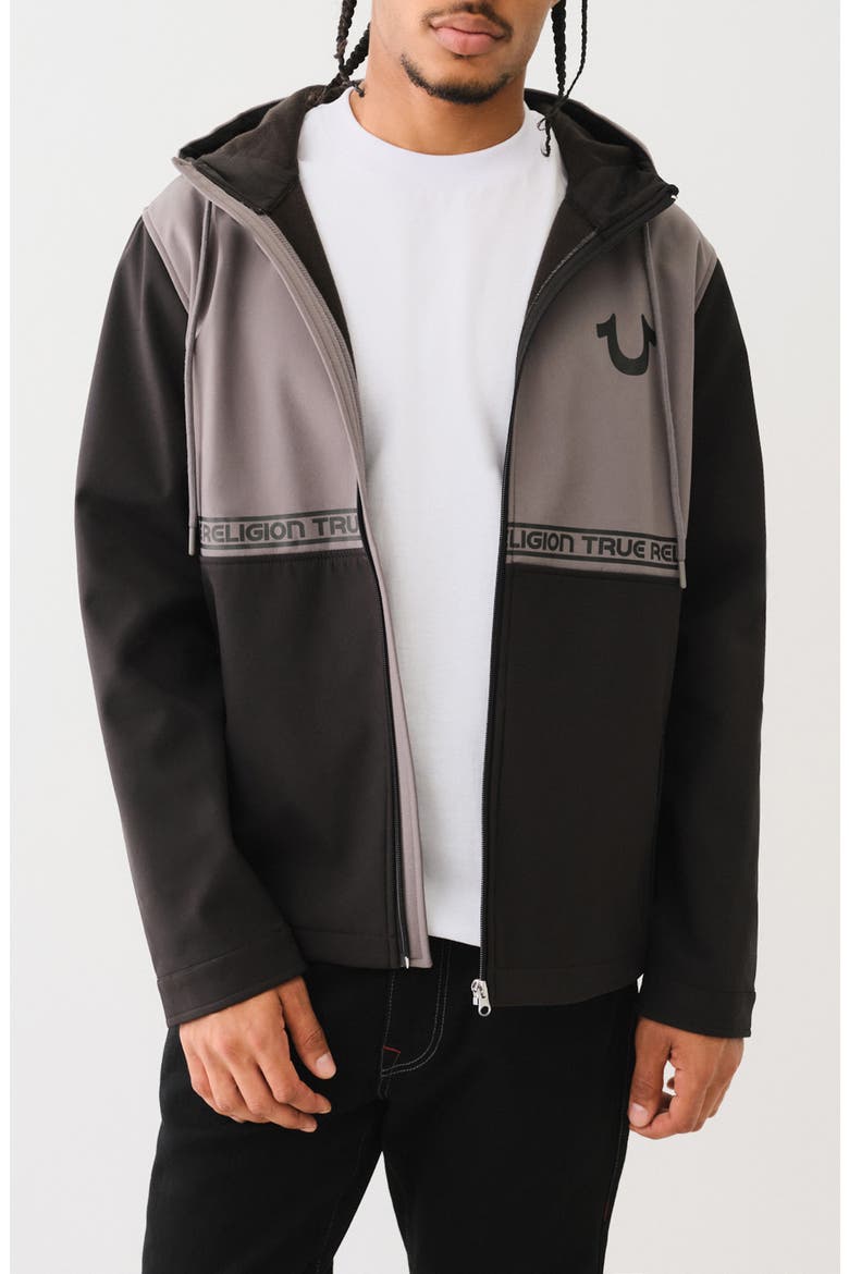 Soft Shell Wind Breaker Jacket, Main, color, GRANITE GREY / BLACK