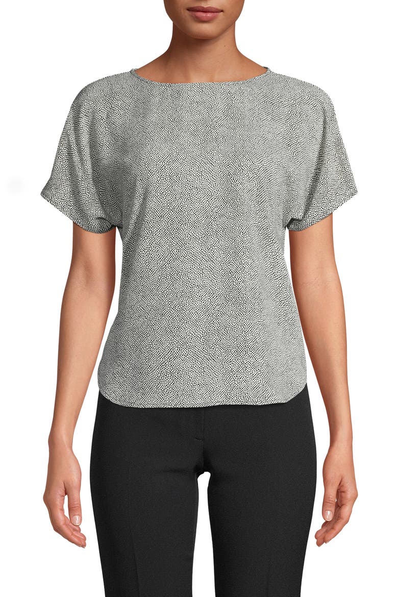 Microdot Short Sleeve Top, Main, color, ANNE WHITE/ ANNE BLACK