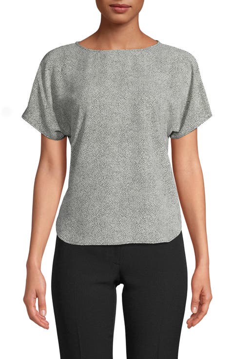 Anne Klein Microdot Short Sleeve Top