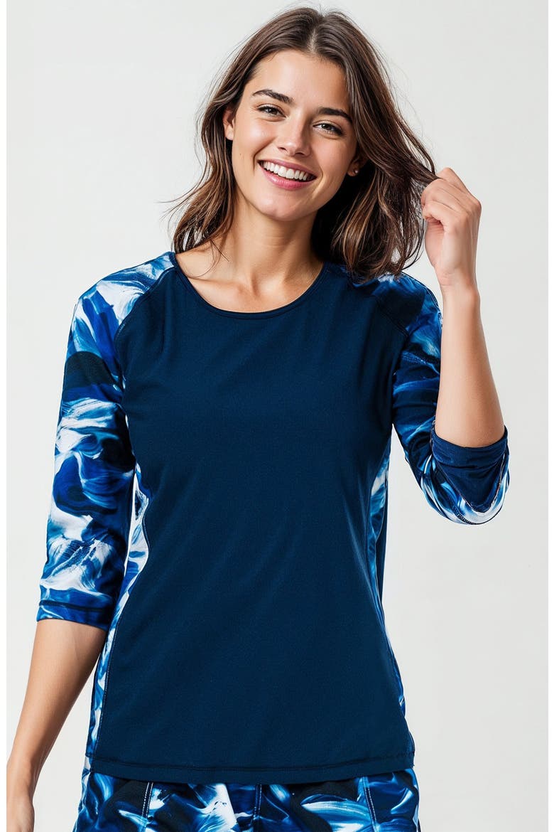 Loose Fit Margaux Swim Top, Main, color, Navy Wave/Navy