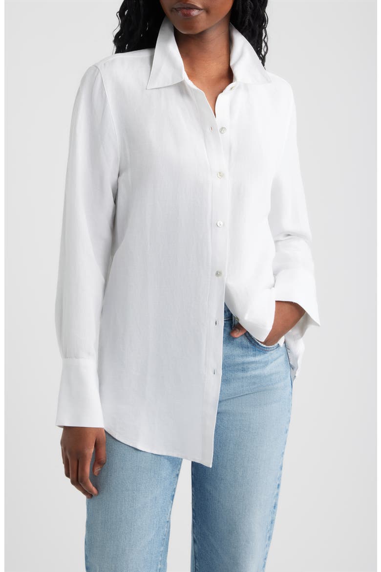 Knox Linen Blend Button-Up Shirt, Main, color, WHITE