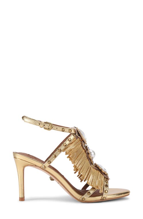 Kurt Geiger London Jewel Fringe Ankle Strap Sandal In Gold