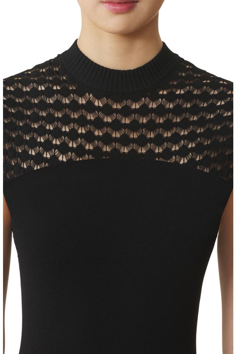 Lace Detail Dress In Viscose, Alternate, color, Black