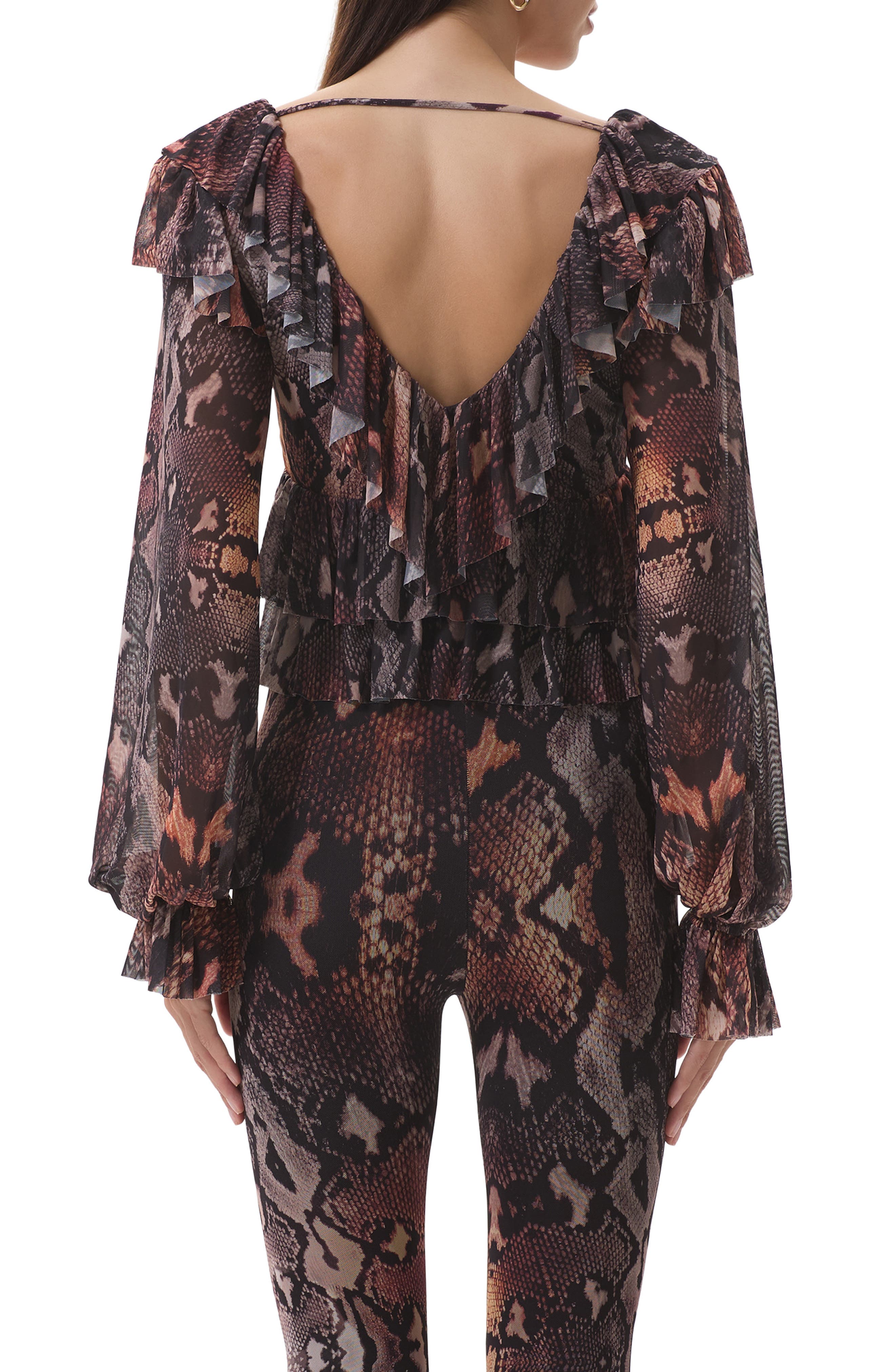 Addison Snakeskin Print Ruffle Top - image 2