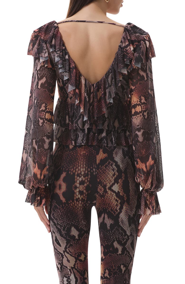 AFRM Addison Snakeskin Print Ruffle Top, Alternate, color, Scattered Snake