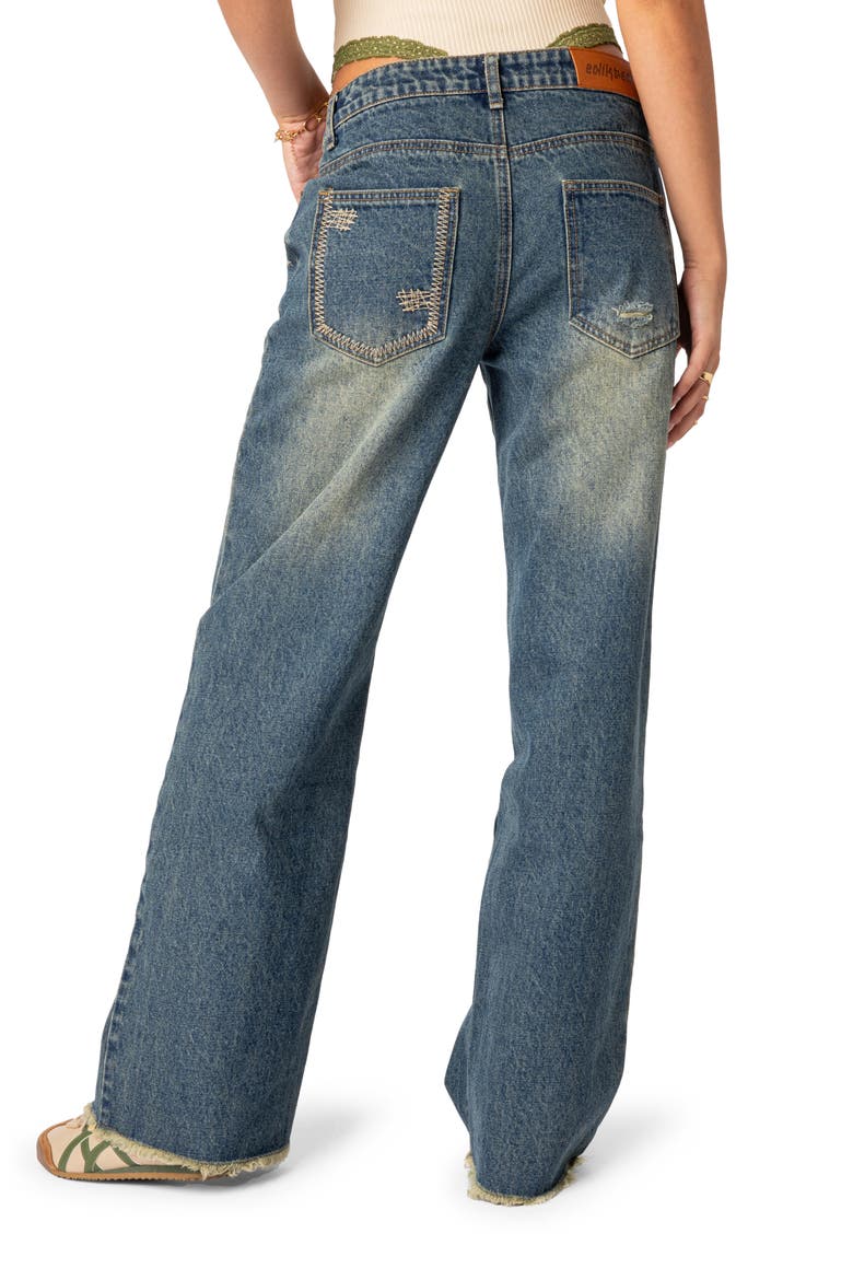Dollhouse Low Rise Wide Leg Jeans, Alternate, color, BLUE-WASHED