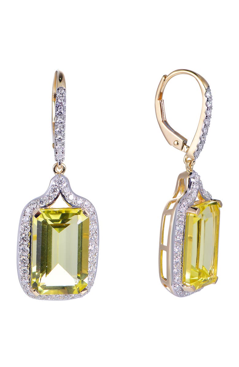 Kahn High Jewelry Lemon Quartz Earrings with Diamonds, Alternate, color, Lemon