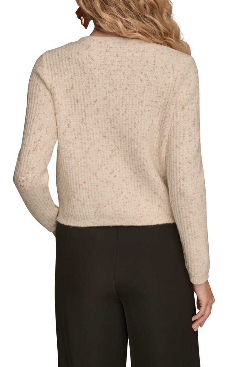 Donna Karan New York Metallic Cardigan, Alternate, color, Cream/ Gold