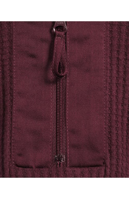 Lands' End Long Sleeve Waffle Quarter Zip Pullover In Burgundy