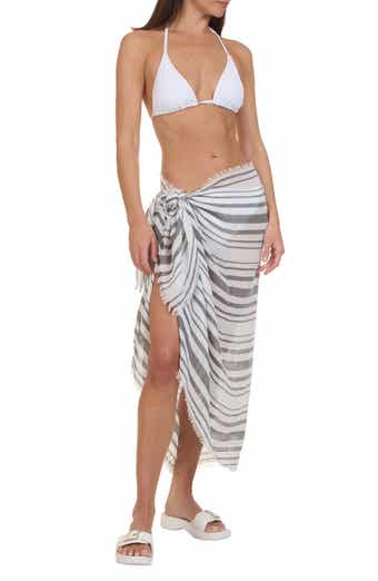 Vince Variegated Stripe Cotton Fringe Scarf