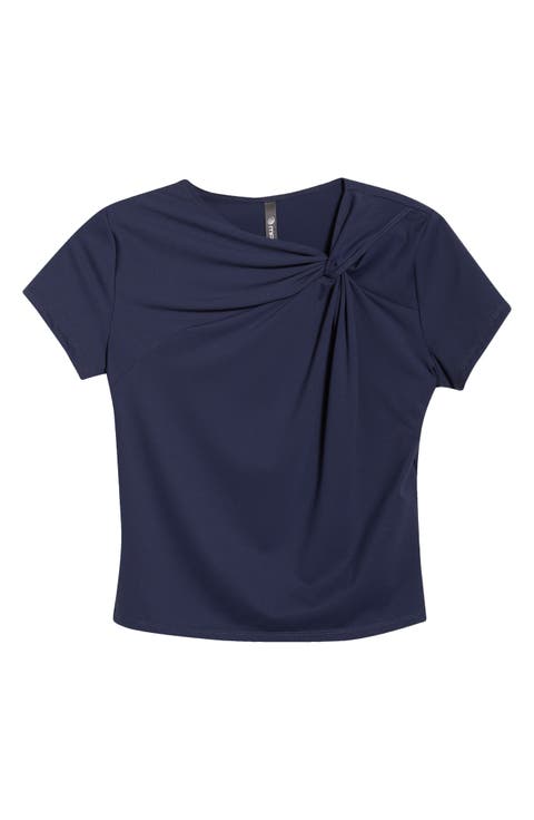 Asymmetric Twist Neck Crop T-Shirt