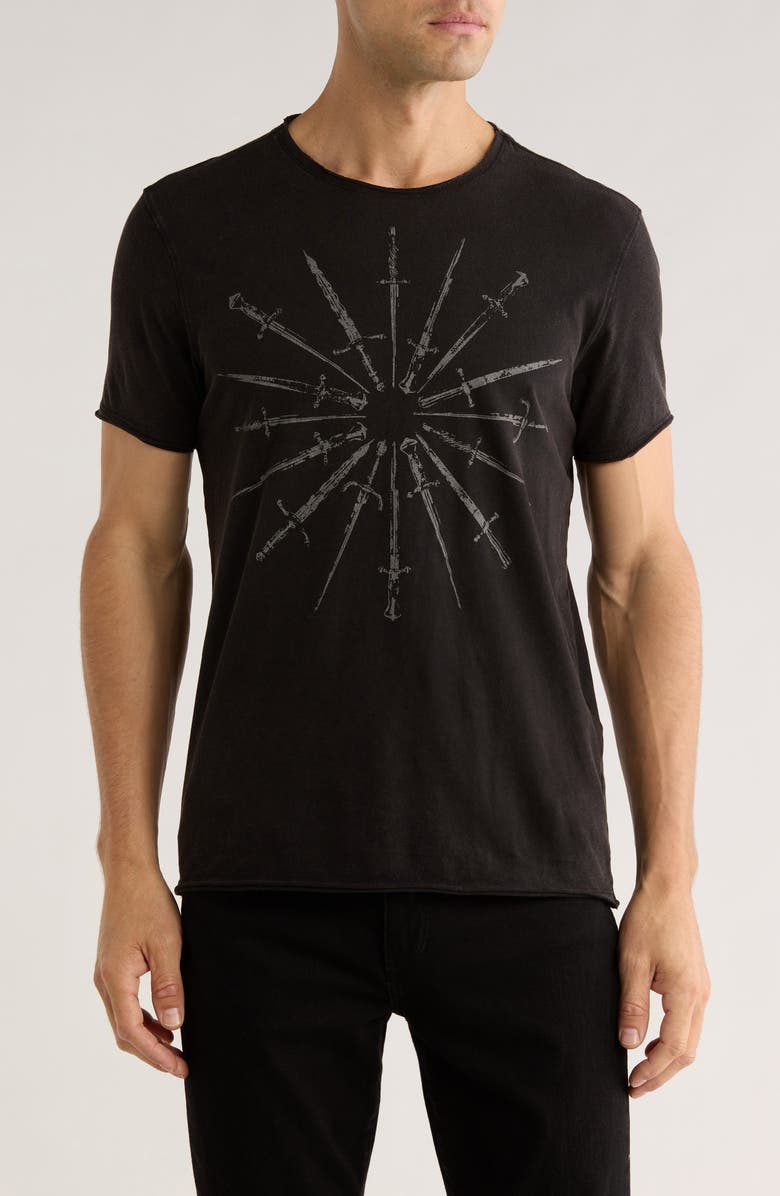 John Varvatos Dagger Circle Graphic T-Shirt, Main, color, Black