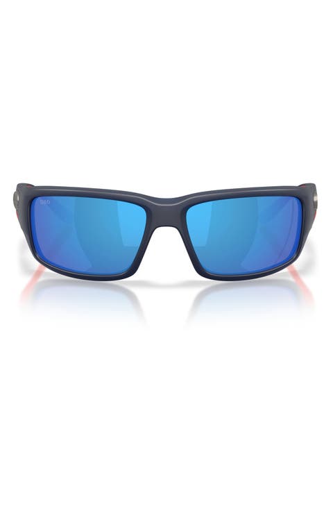 Fantail 59mm Polarized Mirrored Rectangular Sunglasses