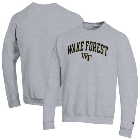 Men's Champion  Heather Gray Wake Forest Demon Deacons Arch Over Logo Pullover Sweatshirt