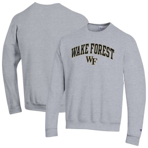 Champion Heather Gray Wake Forest Demon Deacons Arch Over Logo Pullover Sweatshirt