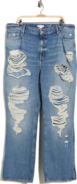 Good American The Khlo Distressed Straight Leg Jeans