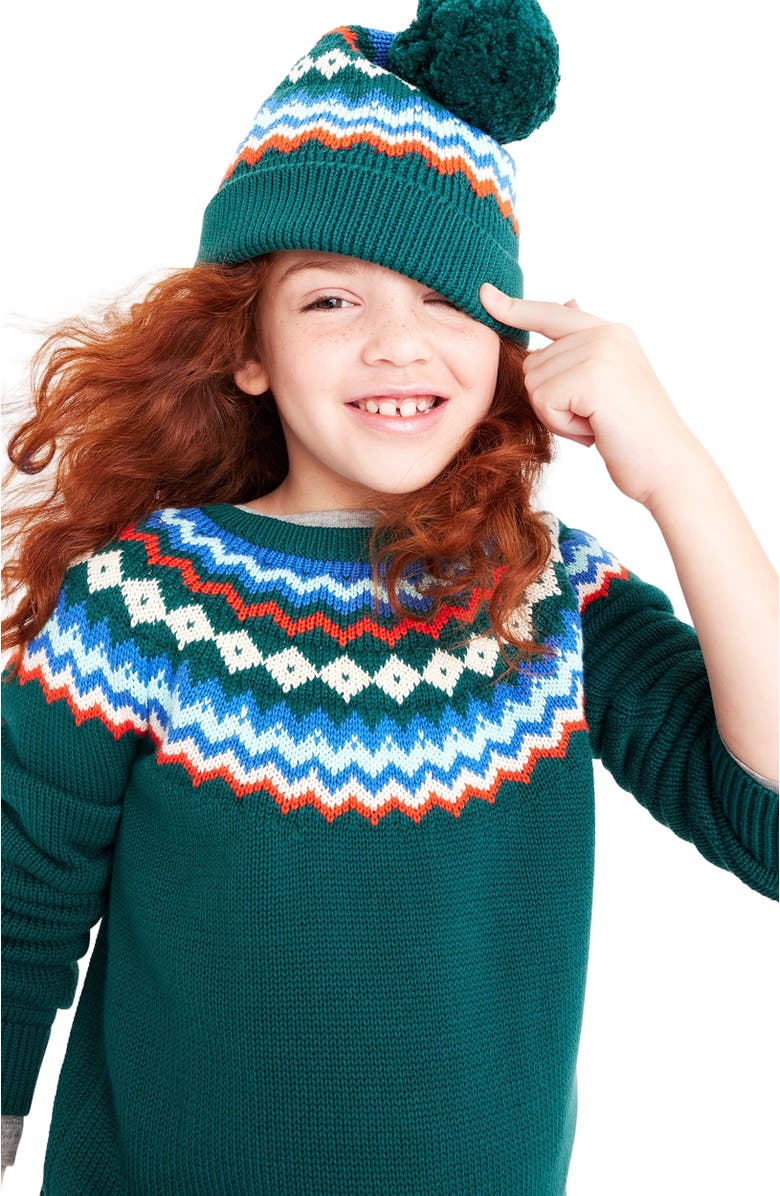 Primary Kids Fair Isle Sweater, Alternate, color, Spruce