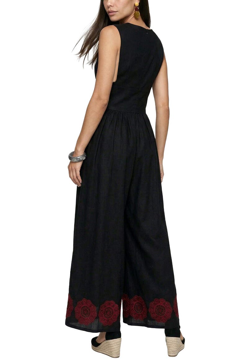 Vanessa Wide Leg Embroidered Jumpsuit, Alternate, color, Black