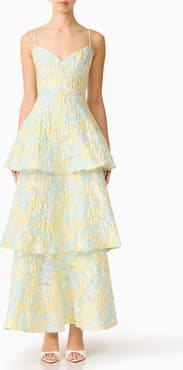 Elliatt Penelope Tiered Sleeveless Jacquard Gown